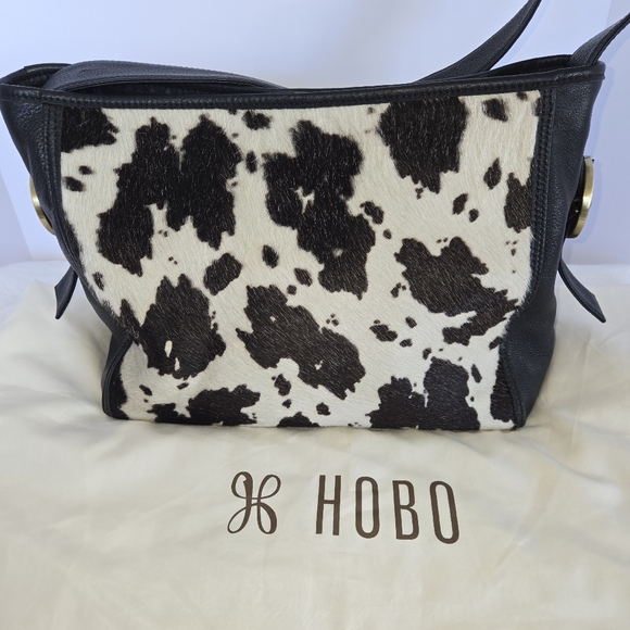 Hobo International RENDER Leather Black and White Cow Print Women's Shoulder Bag - Picture 7 of 12